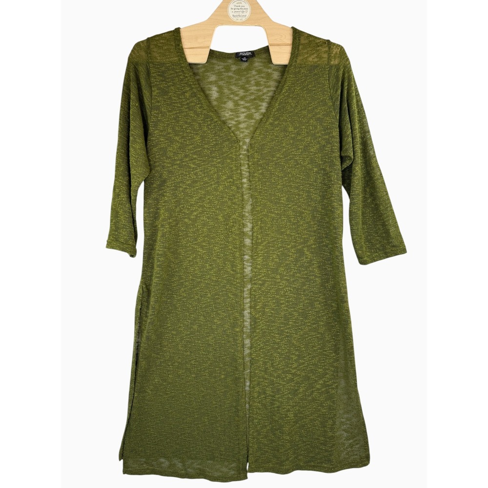 Rouge Collection Women's 4X Olive Green Open Front Longline Cardigan Duster